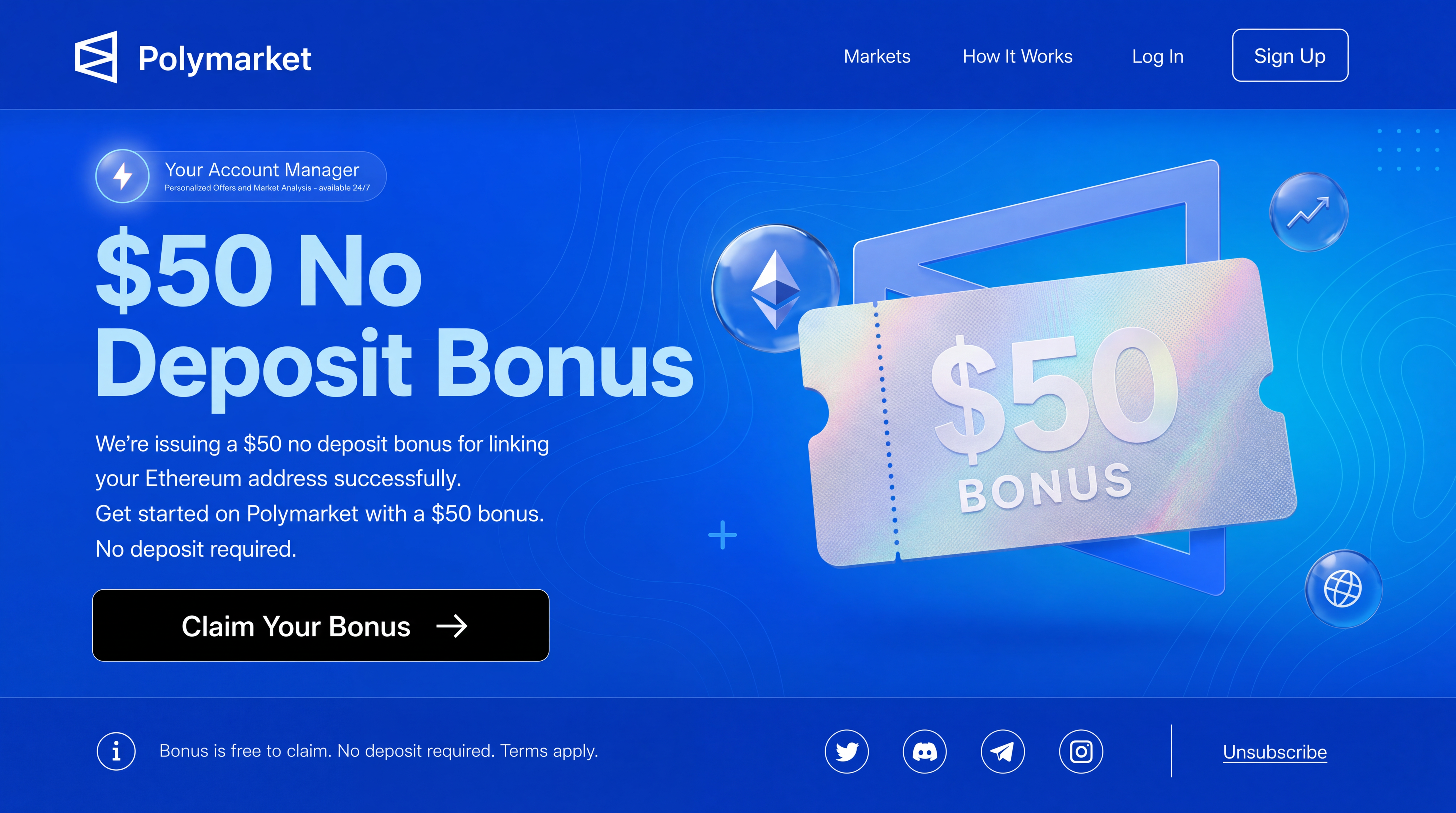 Polymarket - $50 No Deposit Bonus